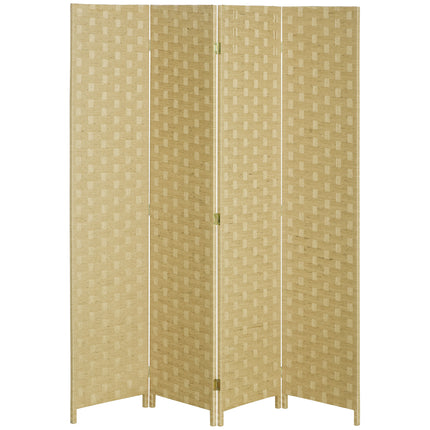4-Panel Wave Fibre Freestanding Folding Room Divider Privacy Screen 170 cm - Brown