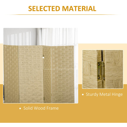 4-Panel Wave Fibre Freestanding Folding Room Divider Privacy Screen 170 cm - Brown