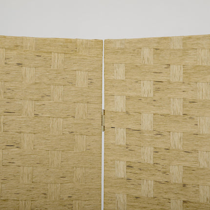 4-Panel Wave Fibre Freestanding Folding Room Divider Privacy Screen 170 cm - Brown