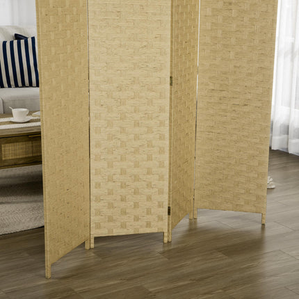 4-Panel Wave Fibre Freestanding Folding Room Divider Privacy Screen 170 cm - Brown