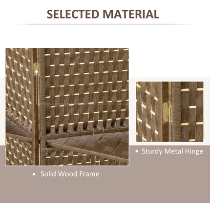 4-Panel Folding Room Divider with Shelves and Privacy Screen - Brown