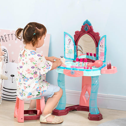 31 Piece Kids Dressing Table Set with Magic Light-Up Mirror - Blue and Pink