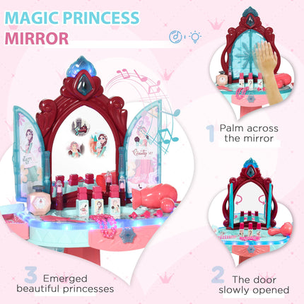 31 Piece Kids Dressing Table Set with Magic Light-Up Mirror - Blue and Pink
