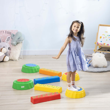 8 Piece Kids Balance Beam Set with Non-Slip Surface - Multicolour