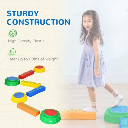 8 Piece Kids Balance Beam Set with Non-Slip Surface - Multicolour