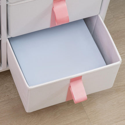 Chest of Drawers with 6 Fabric Drawers, Metal Frame & Wooden Top - Pink