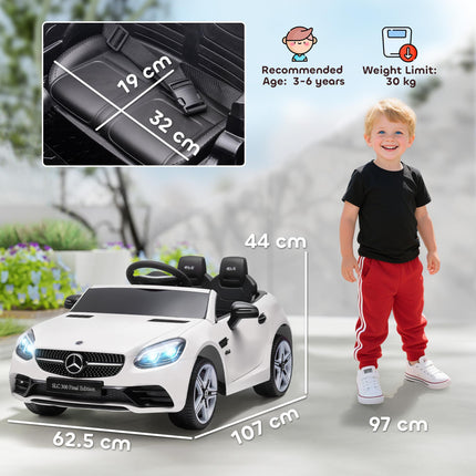 Mercedes Benz SLC 300 Licensed 12V Kids Electric Ride On Car with Remote, Music & Suspension - White