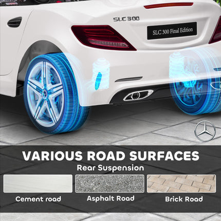 Mercedes Benz SLC 300 Licensed 12V Kids Electric Ride On Car with Remote, Music & Suspension - White