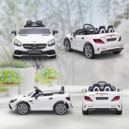 Mercedes Benz SLC 300 Licensed 12V Kids Electric Ride On Car with Remote, Music & Suspension - White