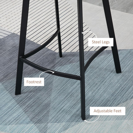 Industrial Upholstered Bar Stools Set of 2 with Backrest - Brown