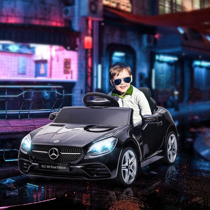 Mercedes Benz SLC 300 Licensed 12V Kids Electric Ride On Car with Remote, Music, Suspension - Black