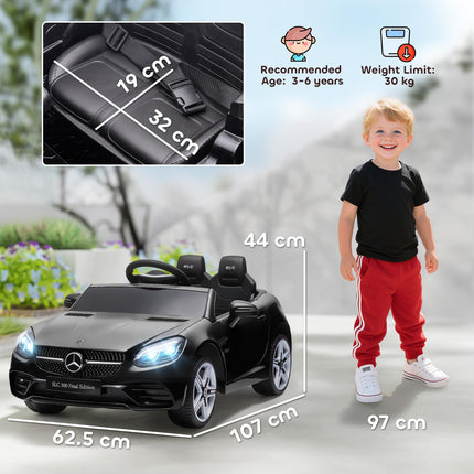 Mercedes Benz SLC 300 Licensed 12V Kids Electric Ride On Car with Remote, Music, Suspension - Black