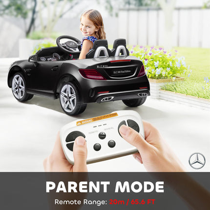 Mercedes Benz SLC 300 Licensed 12V Kids Electric Ride On Car with Remote, Music, Suspension - Black