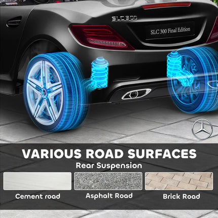 Mercedes Benz SLC 300 Licensed 12V Kids Electric Ride On Car with Remote, Music, Suspension - Black