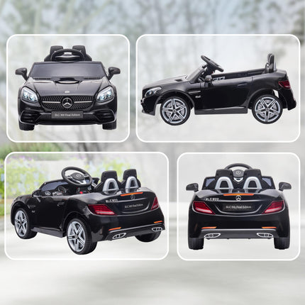 Mercedes Benz SLC 300 Licensed 12V Kids Electric Ride On Car with Remote, Music, Suspension - Black
