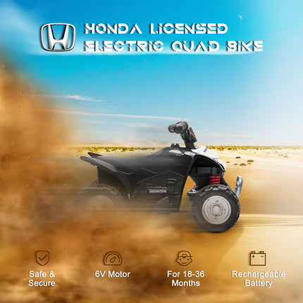 Honda Licensed 6V Kids Electric Quad Bike ATV with LED Light and Horn for 1.5-3 Years - Black