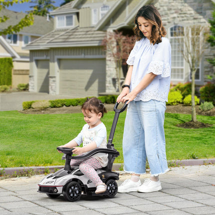 Essenza SCV12 2-in-1 Baby Push Along Ride On Sliding Car with Horn & Engine Sound - White