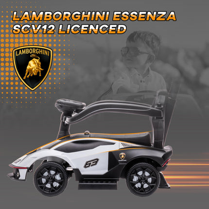 Essenza SCV12 2-in-1 Baby Push Along Ride On Sliding Car with Horn & Engine Sound - White
