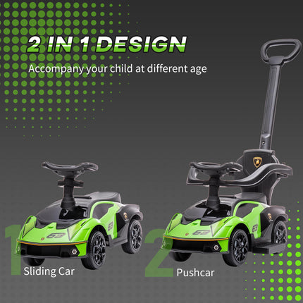 2 in 1 Baby Push Along Ride-On Car Essenza SCV12 with Horn & Engine Sound - Green