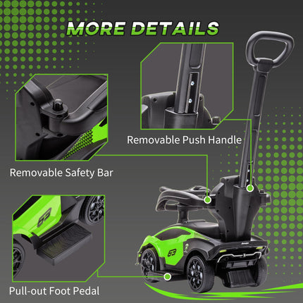 2 in 1 Baby Push Along Ride-On Car Essenza SCV12 with Horn & Engine Sound - Green