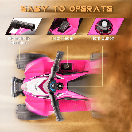 Honda Licensed 6V Electric Kids Quad Bike ATV with LED Light and Horn for 1.5-3 Years - Pink