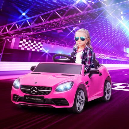 Mercedes Benz SLC 300 Licensed 12V Kids Electric Ride On Car with Remote, Music & Suspension - Pink