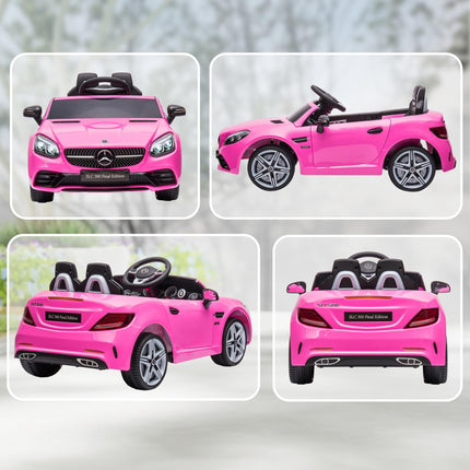 Mercedes Benz SLC 300 Licensed 12V Kids Electric Ride On Car with Remote, Music & Suspension - Pink
