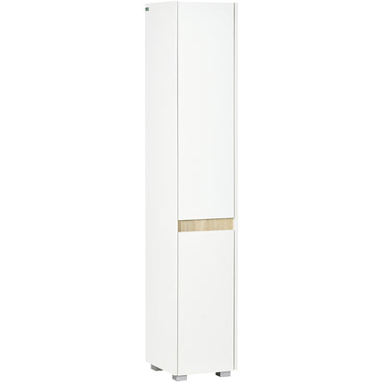 Modern Tall Bathroom Storage Cabinet with Adjustable Shelves - White