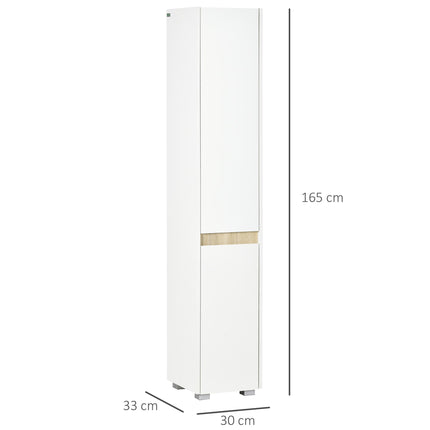 Modern Tall Bathroom Storage Cabinet with Adjustable Shelves - White