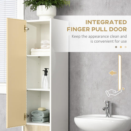 Modern Tall Bathroom Storage Cabinet with Adjustable Shelves - White