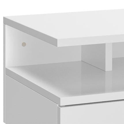 Set of 2 Floating High Gloss Bedside Tables with Storage - White