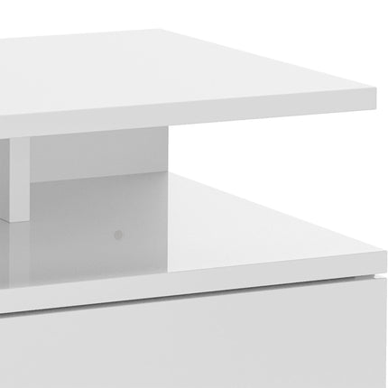 Set of 2 Floating High Gloss Bedside Tables with Storage - White