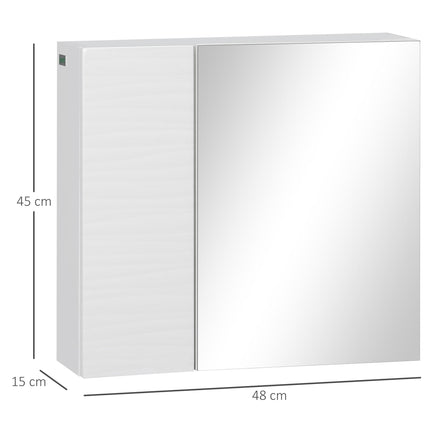 Double Door Bathroom Mirror Cabinet with Adjustable Shelves - White