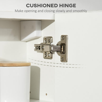 Double Door Bathroom Mirror Cabinet with Adjustable Shelves - White