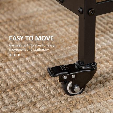 Six-Person Drop Leaf Dining Table with Wheels and Shelf - Brown/Black