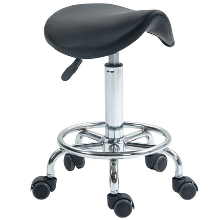 Salon Rolling Saddle Stool for Massage, Spa, Clinic, Beauty, Hairdressing & Tattoo - Black