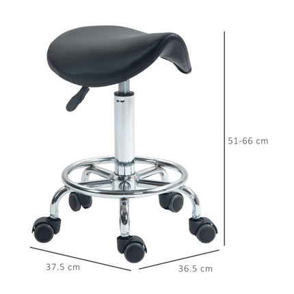 Salon Rolling Saddle Stool for Massage, Spa, Clinic, Beauty, Hairdressing & Tattoo - Black
