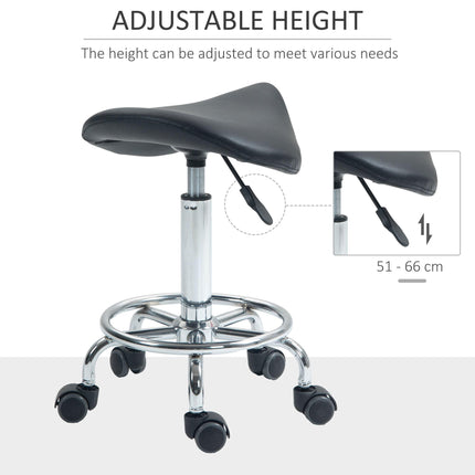 Salon Rolling Saddle Stool for Massage, Spa, Clinic, Beauty, Hairdressing & Tattoo - Black