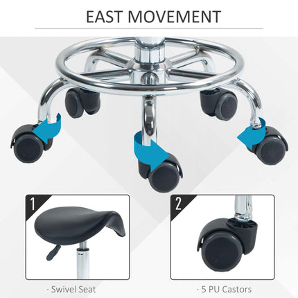 Salon Rolling Saddle Stool for Massage, Spa, Clinic, Beauty, Hairdressing & Tattoo - Black