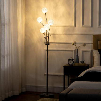 Modern Crystal 5-Light Upright Floor Lamp 156cm for Living Room Bedroom - Silver
