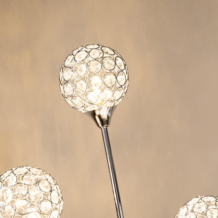 Modern Crystal 5-Light Upright Floor Lamp 156cm for Living Room Bedroom - Silver