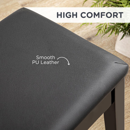 Classic Piano Bench with PU Leather Seat, Rubber Wood Legs & Storage Compartment - Black