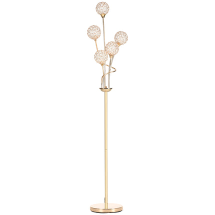 Modern Crystal 5-Light Upright Floor Lamp 156cm for Living Room Bedroom - Gold Tone
