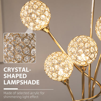 Modern Crystal 5-Light Upright Floor Lamp 156cm for Living Room Bedroom - Gold Tone