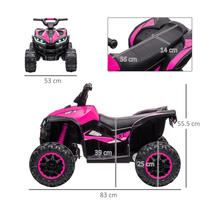12V Ride-On Quad Bike ATV with Forward/Reverse, High-Low Speed, Suspension, Horn & Music - Pink