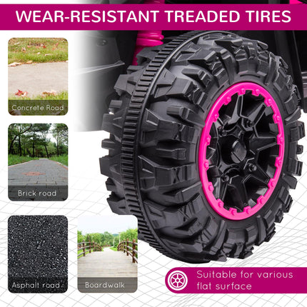 12V Ride-On Quad Bike ATV with Forward/Reverse, High-Low Speed, Suspension, Horn & Music - Pink