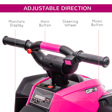 12V Ride-On Quad Bike ATV with Forward/Reverse, High-Low Speed, Suspension, Horn & Music - Pink