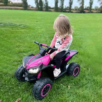 12V Ride-On Quad Bike ATV with Forward/Reverse, High-Low Speed, Suspension, Horn & Music - Pink