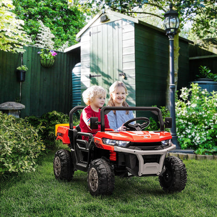 12V Two-Seater Kids Electric Ride-On Car with Remote Control and Bucket - Red