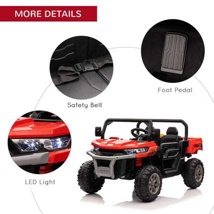 12V Two-Seater Kids Electric Ride-On Car with Remote Control and Bucket - Red
